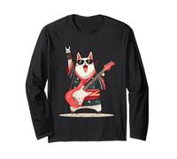 Rockstar Cat Guitare électrique Solo Punk Metal Pop Graphic Manche Longue