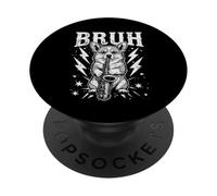 Rockstar Corgi Saxophone Meme Funny “Bruh” Lightning Dog PopSockets PopGrip Adhésif
