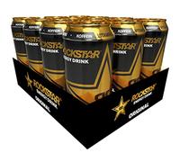Rockstar Energy Drink Original Boisson rafraîchissante contenant de la caféine pour le coup d'énergie jetable (12 x 500 ml)