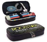 Rockstar Energy Drink Trousse à crayons en cuir avec fermeture éclair durable pour garçons et filles