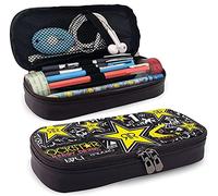 Rockstar Energy Drink Trousse à crayons en cuir avec fermeture éclair durable pour garçons et filles