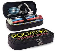 Rockstar Energy Drink Trousse à crayons en cuir avec fermeture éclair durable pour garçons et filles
