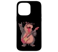Rockstar Hippo Guitare électrique Solo Punk Metal Graphic Sharp Coque pour iPhone 14 Pro Max