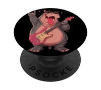 Rockstar Hippo Guitare électrique Solo Punk Metal Graphic Sharp PopSockets PopGrip Adhésif