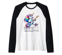 Rockstar Licorne Arc-en-Ciel Guitare Rock Manche Raglan
