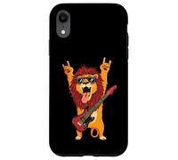 Rockstar Lion Guitarist Rouleau de métal avec Double Cornes Pop Graphic Coque pour iPhone XR