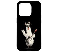 Rockstar Llama Guitarist Guitare électrique Solo Metal Graphic Coque pour iPhone 15 Pro