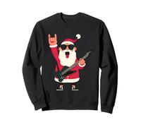 Rockstar Lunettes de Soleil Motif Père Noël Noir Guitare électrique Sweatshirt