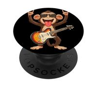 Rockstar Monkey Guitare électrique Solo Punk Metal Pop Graphic PopSockets PopGrip Adhésif