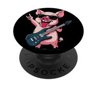 Rockstar Pig Guitare électrique Solo Punk Metal Mood Graphic PopSockets PopGrip Adhésif