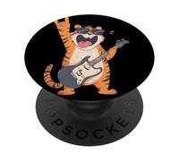Rockstar Tiger Guitare électrique Solo Punk Metal Pop Graphic PopSockets PopGrip Adhésif