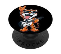 Rockstar Tiger Guitare électrique Solo Punk Metal Pop Graphic PopSockets PopGrip Adhésif