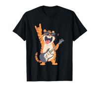 Rockstar Tiger Guitare électrique Solo Punk Metal Pop Graphic T-Shirt