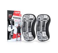 RockTape Assassins Protèges-genoux, Genouillères d'entraînemente en néoprène, durables et confortables, Noir / Blanc Manifeste, L, Pack 2