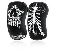 RockTape Assassins Protèges-genoux, Genouillères d'entraînemente en néoprène, durables et confortables, Noir / Blanc Crâne, L, Pack 2