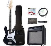 Pack Basse Electrique Jazz Bass E-Bass avec Housse Amplificateur Câble Noir