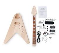 Kit guitare électrique Rocktile FV-style - kit DIY: corps acajou, touche palissandre, 22 frettes, 2x humbuckers, mécaniques die-cast, finition naturelle. Kit de montage.