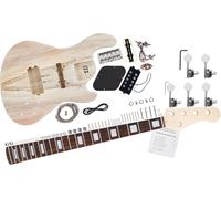 Rocktile Kit basse électrique JBH5-style - DIY: corps paulownia, manche érable, touche palissandre, 22 frettes, Single Coil + Humbucker, mécaniques chromées, finition naturelle