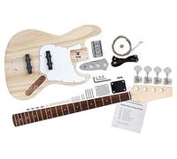 Rocktile Kit De Basse Électrique JB-Style - Construisez votre propre basse électrique DIY au design JB classique, 2x single coil pickups, manche vissé, corps non traité à peindre