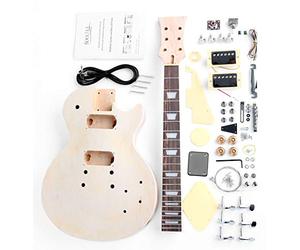 Rocktile Kit guitare électrique double cut DIY à monter soi-même : corps en acajou, manche vissé en acajou, touche en palissandre, micros humbucker - idéal pour débutants et bricoleurs et passionnés.