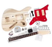 Rocktile Kit guitare électrique JAG-style DIY - solidbody corps paulownia, manche vissé érable, touche palissandre, 2 micros single-coil, pickguard écaille