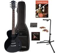 Rocktile LP-100 Guitare Électrique noir BL SET Housse pour + Cordes + support G