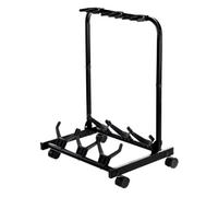 Rocktile Multistand Support Guitares 3 Places - Support Multiple pour Guitare Classique, Guitare Acoustique, E-Guitare, E-Basse - Support Pliable avec Roulettes - Support Multi Instruments à Cordes