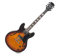 Rocktile Pro HB100-SB Guitare Électrique (Corps semi-hollow/halbresonanz, 2 Humbucker, touche en palissandre, manche en érable, diapason : 65 cm, largeur au sillet : 43 mm) Sunburst