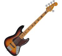 Rocktile Pro JBS50-SB Basse Électrique 5 Cordes JB-Style avec Corps en Tilleul - Manche en Érable & Touche en Érable - 2x Single Coil pickups - 2x Volume, 1x Tone - Mensur 34" - Sunburst