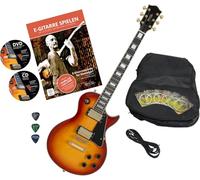 Rocktile Pro L-200OHB Guitare Électrique Orange Honey Burst avec Accessoires (Housse Gigbag, Câble, Médiators, École de Guitare avec CD & DVD, Cordes de Guitare)