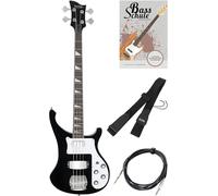 Rocktile Pro RB-400B Blackbird E-Bass Set - Longscale E-Bass 2 Pickups avec réglage séparé de volume et tonalité - incl. sangle de guitare, câble & école de basse - Noir