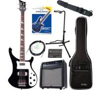 Rocktile Pro RB-400B Blackbird E-Bass Super Set - Basse électrique 4 cordes Longscale - Inclus ampli, housse, accordeur, sangle, support, câble et école - noir