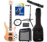 Kit Basse Electrique 4 Cordes E-Bass Humbucker 20 Frett Naturel Set Ampli Housse