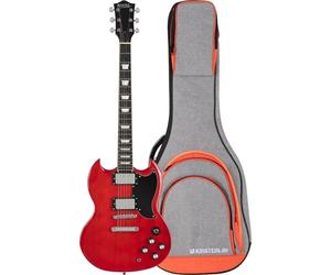 Rocktile Pro S-Red Guitare Électrique Heritage Cherry Set Avec Housse | Modèle: S-Red, Série: Pro, Poids: env. 3, 3 kg, Nombre de cordes: 6, Orientation: Droitier, Forme du corps: Doublecut, 2 mm
