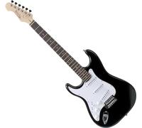 Rocktile Pro ST3 BK RW L Guitare Électrique Gaucher - Guitare ST-Style Noire pour Gaucher - 3 Single-Coils, Système Tremolo Vintage String, 22 Frettes, Manche Palissandre - noire