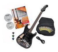 Rocktile Pro ST60-SK Guitare Électrique Skull avec Accessoires (Housse Gigbag, Câble, Médiators, École de Guitare avec CD & DVD, Jeu de Cordes)