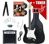 Pack Rocktile Banger's Set Guitares Électriques Noir incl. Ampli, Housse | Guitare Rocktile style ST, Finition noire, 3 micros single-coil, Sélecteur 5 positions, 1 potard volume/ 2 potards tonalité