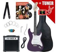 Pack Guitare Electrique Strat Single Coil Set Amplificateur Sac Accordeur Violet