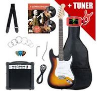 Pack Guitare Electrique Set Amplificateur Accordeur Sac Cable Sangle Sunburst