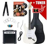 Pack Rocktile Banger's Set Guitares Électriques White incl. Amplificateur | Guitare Rocktile style ST, Finition White, 3 micros single-coil, Sélecteur 5 positions, 1 réglage volume/ 2 réglages tonalité