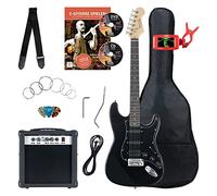 Rocktile ST-Pack Set Complet Power Guitare Électrique Noire (Ampli, Accordeur, Tremolo, Housse, Câble, Sangle, Médiators, Cordes de Rechange et Cours avec CD/DVD)