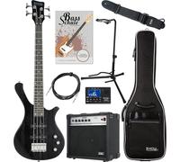 Rocktile TB-4 MBK Traveler E-Bass - Basse électrique 4 cordes au format voyage - 2 micros single coil - Inclus ampli, housse, accordeur, sangle, support, câble et méthode - Noir mat