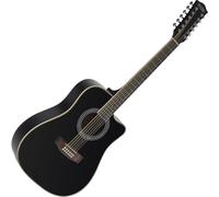 Rocktile WSD12-50C-BK Guitare Western - Dreadnought 12 Cordes avec Cutaway - Table en Épicéa & Corps en Acajou - Touche en Palissandre - Finition Brillante - Noir