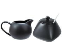 RockTrend Ensemble de service à café simple en céramique noire avec pichet à crème et sucrier