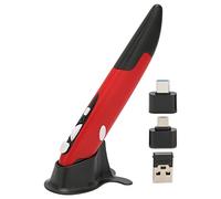 RockVOQRN Wireless Optical Pocket Pen Mouse Small 2.4GHz DPI Adjustment USB Wireless Pen Mouse Low Voltage Alarm Portable for Presentations (Red)