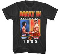 Rocky 4 Boxing Main Event Men's T Shirt Balboa Versus Ivan Drago 1985 Poster Black XL