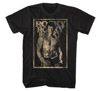 Rocky Boxing Movie Faded Distressed Framed Photo Rocky Repeat Men's T Shirt Black 3XL