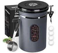 ROCKY&CHAO Boîte à café de 2800 ml avec suivi de date et fenêtre transparente, contenant à café de 35 oz avec cuillère de mesure de 30 ml et 4 soupapes co2, contenant de stockage pour grains de café