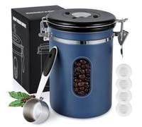 ROCKY&CHAO Boîte à café hermétique en acier inoxydable 1,8 l avec fenêtre de visualisation sur le côté - Boîte de conservation pour 600 g de thé, noix, cacao - Reste frais plus longtemps et longtemps
