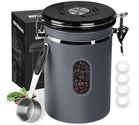 ROCKY&CHAO Boîte à café hermétique en acier inoxydable de 2,8 l avec fenêtre sur le côté - Boîte de conservation pour 1 kg de thé, noix, cacao - Reste frais et plus longtemps